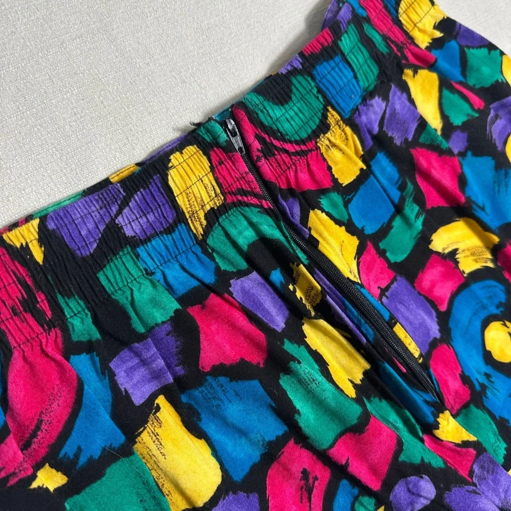 VTG Maggie Lawrence Skirt Womens 10 Multicolor Abstract Midi USA